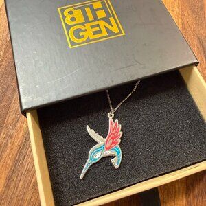 8th Generation Hummingbird Enamel Necklace